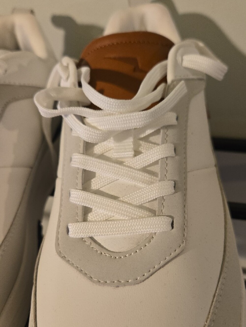 Men's White Athletic Sneakers with Navy Outsole Accent - Picture 8 of 8